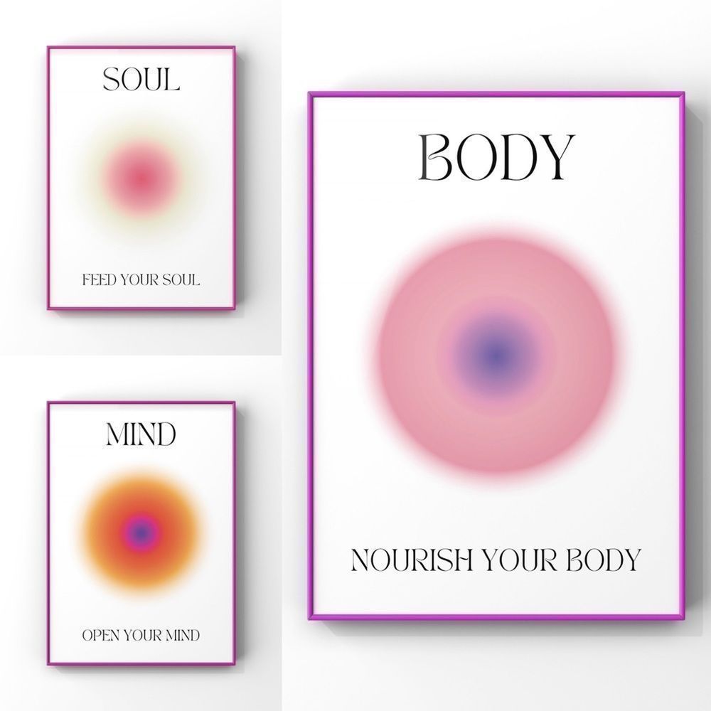 Positive Aura Spiritual Grainy Gradient Colourful Poster, Trendy wall art print